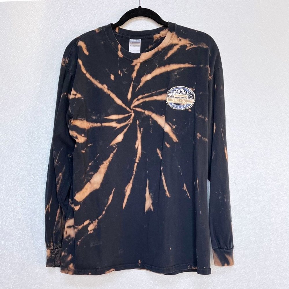 Breckenridge Colorado Tie Dye Black Long Sleeve Tee Size Medium - Picture 2 of 6